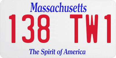 MA license plate 138TW1