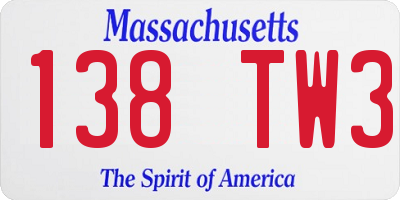 MA license plate 138TW3