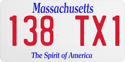 MA license plate 138TX1