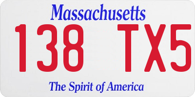 MA license plate 138TX5