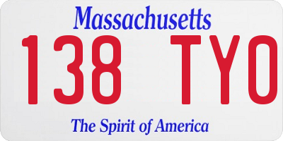 MA license plate 138TY0