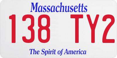MA license plate 138TY2