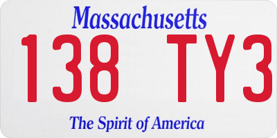 MA license plate 138TY3