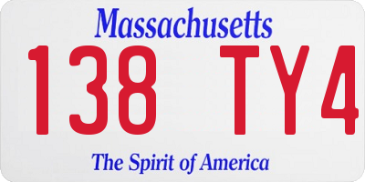 MA license plate 138TY4