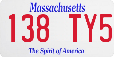 MA license plate 138TY5