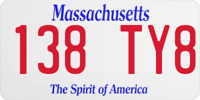 MA license plate 138TY8