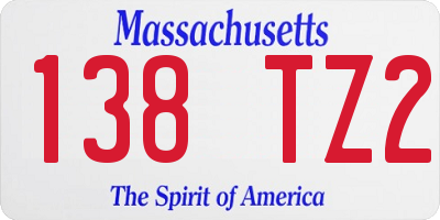 MA license plate 138TZ2