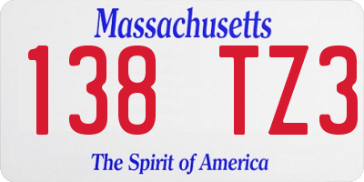 MA license plate 138TZ3
