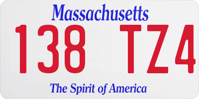 MA license plate 138TZ4