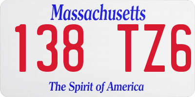 MA license plate 138TZ6