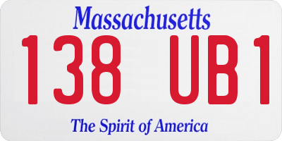 MA license plate 138UB1