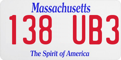 MA license plate 138UB3