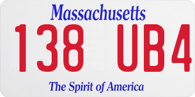 MA license plate 138UB4