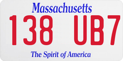MA license plate 138UB7