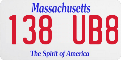 MA license plate 138UB8