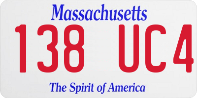 MA license plate 138UC4