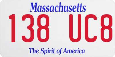 MA license plate 138UC8
