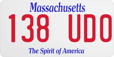 MA license plate 138UD0