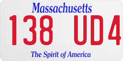 MA license plate 138UD4