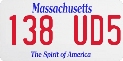 MA license plate 138UD5