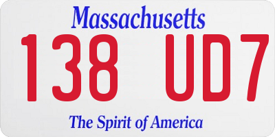 MA license plate 138UD7