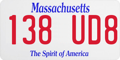 MA license plate 138UD8