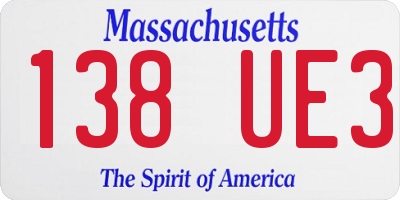 MA license plate 138UE3