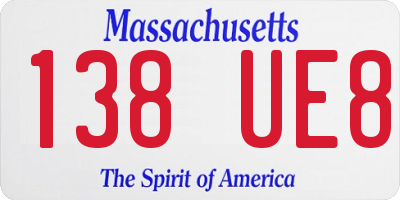 MA license plate 138UE8