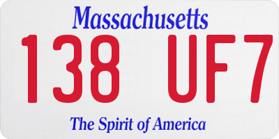MA license plate 138UF7