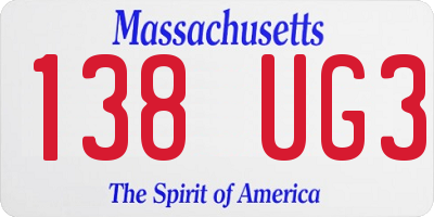 MA license plate 138UG3