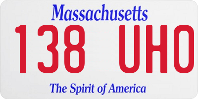 MA license plate 138UH0