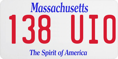 MA license plate 138UI0