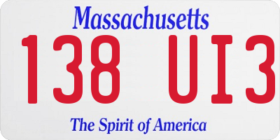 MA license plate 138UI3