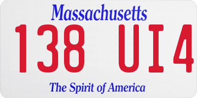 MA license plate 138UI4