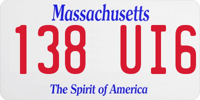 MA license plate 138UI6