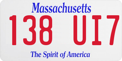 MA license plate 138UI7