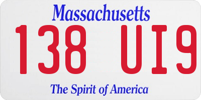 MA license plate 138UI9