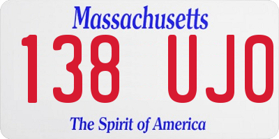 MA license plate 138UJ0