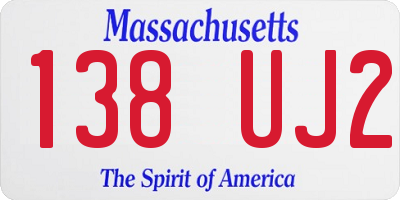 MA license plate 138UJ2