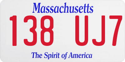 MA license plate 138UJ7