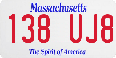 MA license plate 138UJ8