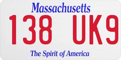 MA license plate 138UK9