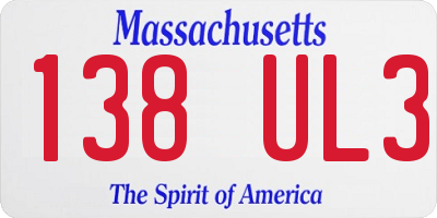 MA license plate 138UL3