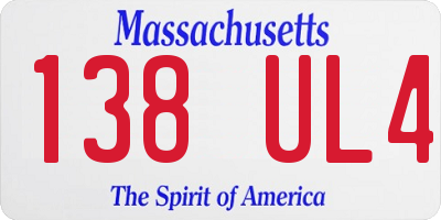 MA license plate 138UL4