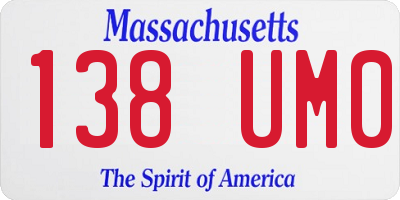 MA license plate 138UM0
