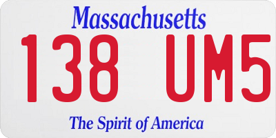MA license plate 138UM5