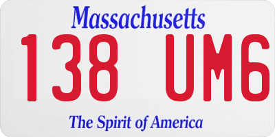 MA license plate 138UM6