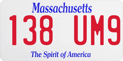MA license plate 138UM9