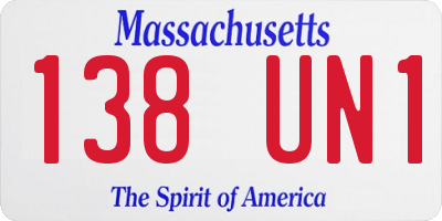 MA license plate 138UN1