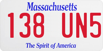 MA license plate 138UN5